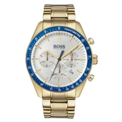 Hugo Boss Trophy White Dial Gold Steel Strap Watch for Men 1513631
