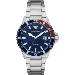 Emporio Armani Diver Silver Stainless Steel Blue Dial Quartz Watch AR 11339