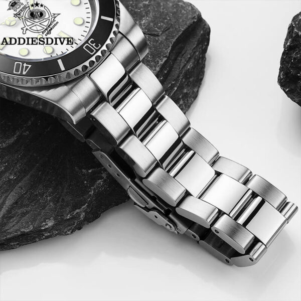 Addiesdive Black Bezel White Dial Diver's 200M H3DQZ Watch - Image 9