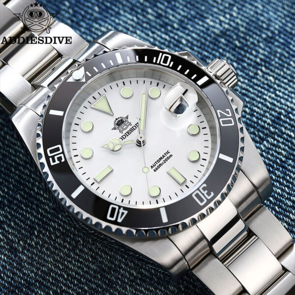 Addiesdive Black Bezel White Dial Diver's 200M H3DQZ Watch - Image 4
