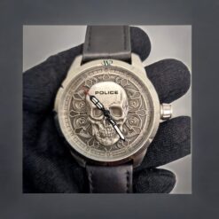 Police Mystic 3D Engraved Skull Face Dial Watch