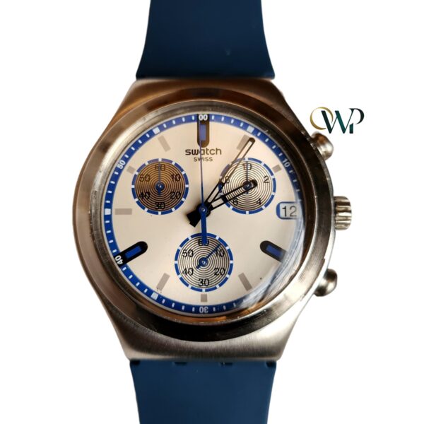 Swatch Dial with blue Outline Silver Sub-Dials Watch
