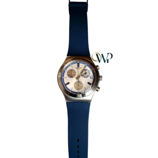 Swatch Dial with blue Outline Silver Sub-Dials Watch - Image 3