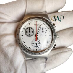 Swatch Silver Dial Red Second Counter Needle Watch