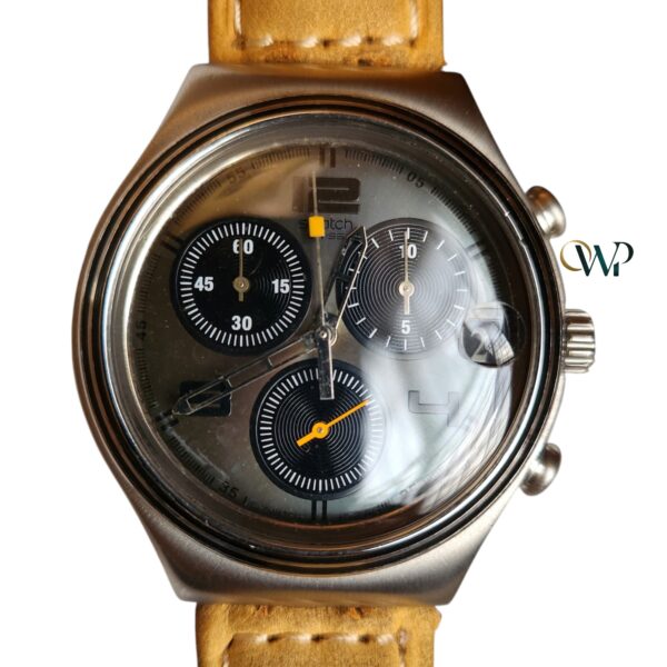 Swatch Grey Dial Black Sub-Dials Watch
