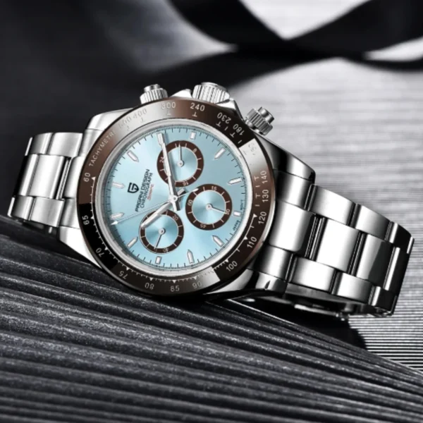 Pagani Design PD1644 Ice Blue Dial Chocolate Sub-Dials Men’s Chronograph Watch - Image 2