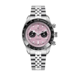 Pagani Design PD1813 Pink Dial Black Sub-Dials Jubilee Chain Chronograph Watch