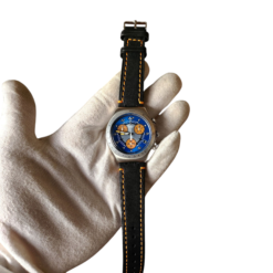 Swatch Men's Chronograph Blue Dial With Orange Sub-dials Watch