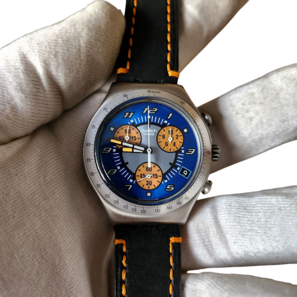Swatch Men's Chronograph Blue Dial With Orange Sub-dials Watch - Image 2