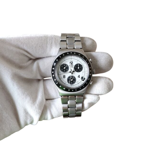 Swatch Irony Matte Finish Panda Dial On Chain Men's Chronograph Watch