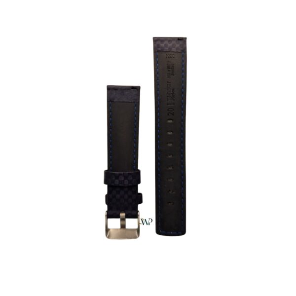 Hirsch Navy Blue Carbon Fiber Embossed Pattern Leather Strap 20mm - Image 2