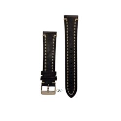 Hirsch Vegetable Tan Black With Off White Stitching Leather Strap 20mm