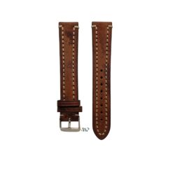 Hirsch Vegetable Tan Dark Brown With Off White Stitching Leather Strap 20mm