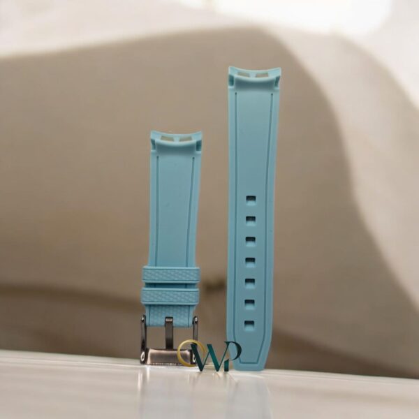 Omega X Swatch Tiffany Blue Curved End Premium Rubber Band 20mm - Image 2