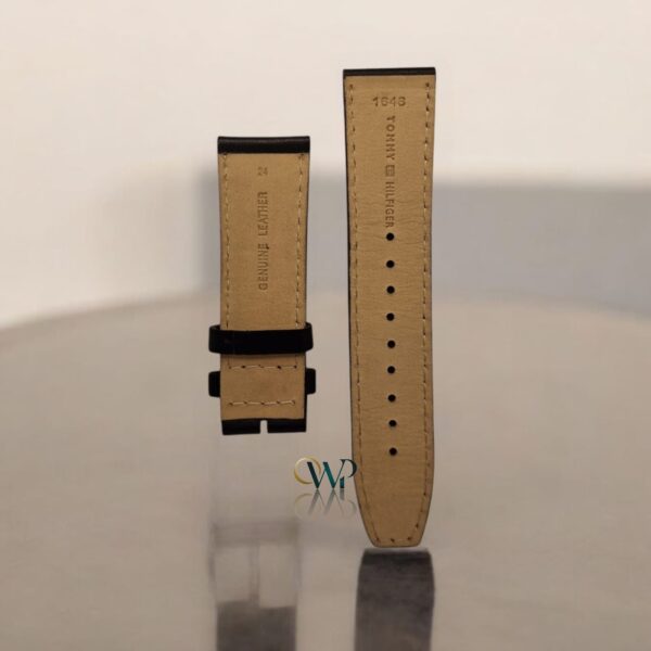 Tommy Hilfiger Black With White Stitching Leather Strap 24mm - Image 2