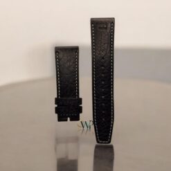 Tommy Hilfiger Black With White Stitching Leather Strap 24mm