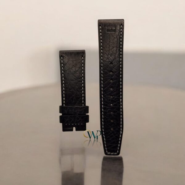 Tommy Hilfiger Black With White Stitching Leather Strap 24mm
