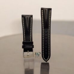 Hirsch Black Thick Calf With White Stitching Leather Strap 22mm