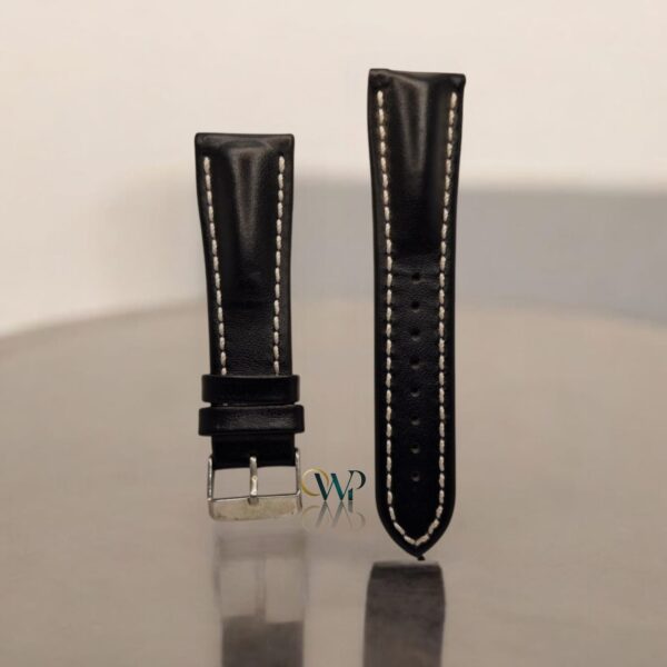 Hirsch Black Thick Calf With White Stitching Leather Strap 22mm