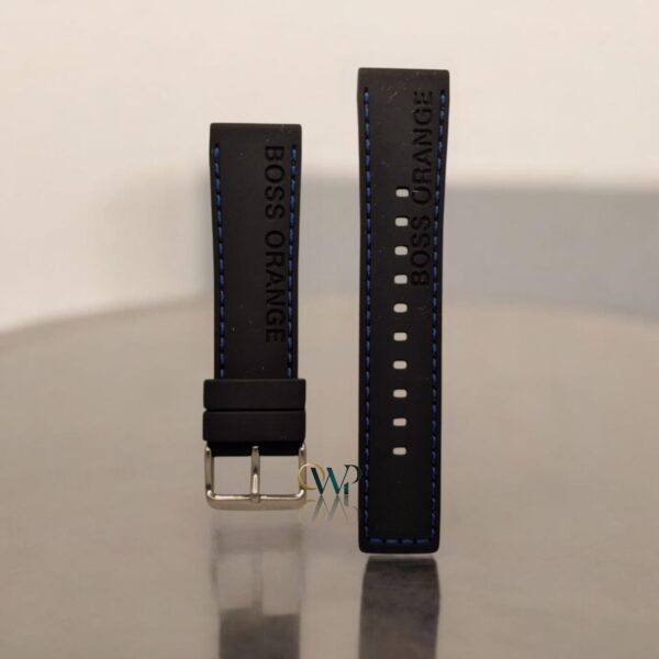 Hugo Boss Orange Black With Blue Stitching Rubber Strap 22mm