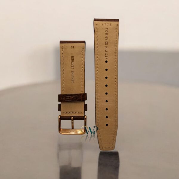 Tommy Hilfiger Dark Brown With Same Color Stitching Leather Strap 24mm - Image 2