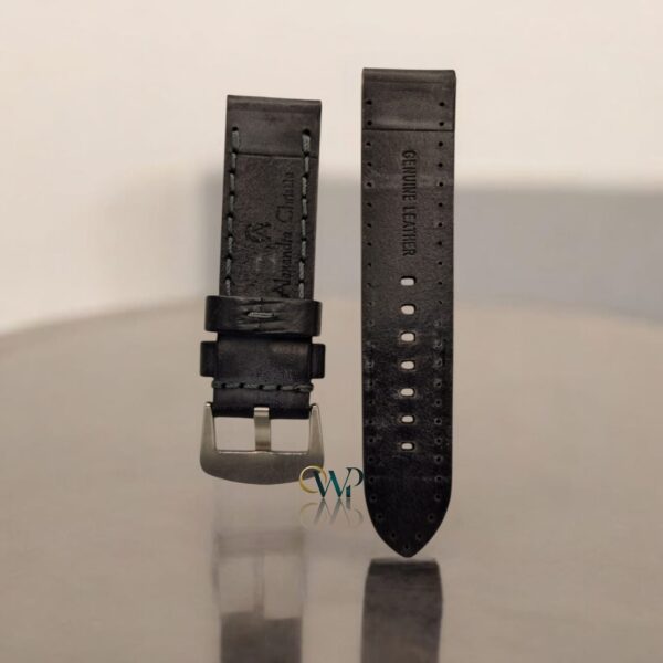 Alexandre Christie Black Vegetable Tan Leather Strap 24mm - Image 2