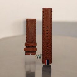 Tommy Hilfiger Brown With Red Blue Stitching Pattern Leather Strap 24mm