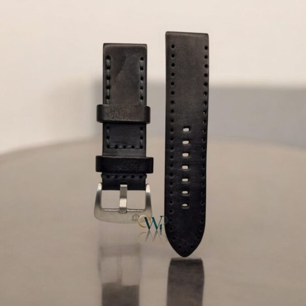 Alexandre Christie Black Vegetable Tan Leather Strap 24mm