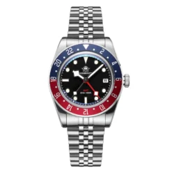 Addiesdive Swiss Ronda 515-24H AD2044 Pepsi Bezel GMT Black Dial Watch