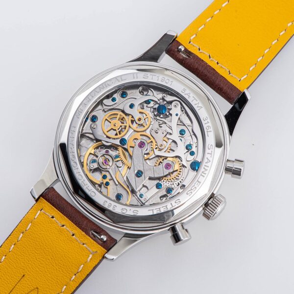 Sugess Panda ST1901 Black Leather Swanneck Manual Hand Winding Chronograph - Image 2