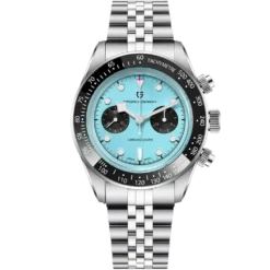 Pagani Design PD1813 Ice Blue Dial Black Sub-Dials Jubilee Chain Chronograph Watch