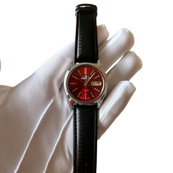 Seiko 5 Red Wine Dial Automatic 6319A 1980's Vintage MOD Watch - Image 3