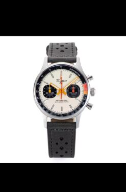 Sugess Panda ST1901 Black Leather Swanneck Manual Hand Winding Chronograph