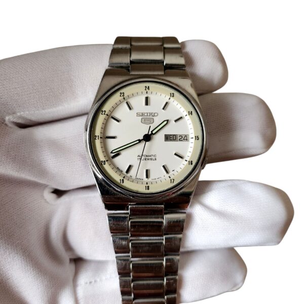 Seiko 5 7009-316J White Railway 36mm Dial 1980's Vintage Watch