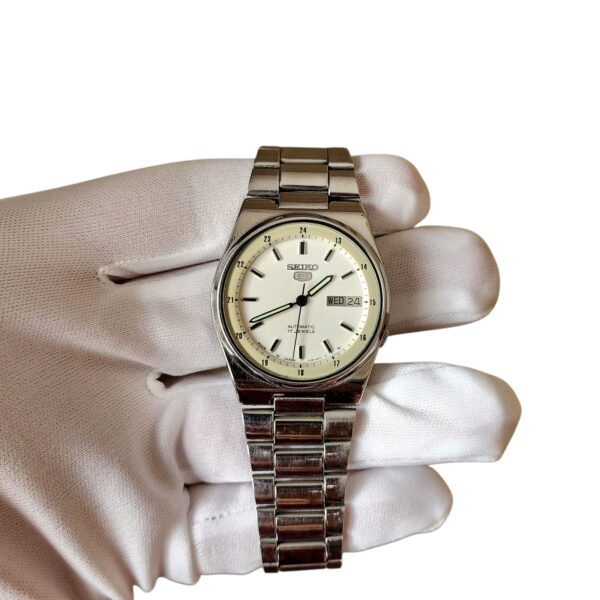Seiko 5 7009-316J White Railway 36mm Dial 1980's Vintage Watch - Image 2