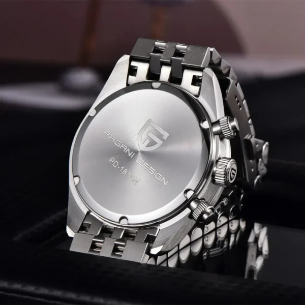 Pagani Design PD1813 Ice Blue Dial Black Sub-Dials Jubilee Chain Chronograph Watch - Image 5