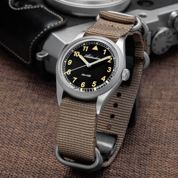 Addiesdive AD2079 Retro Pilot Field VH31 Black Dial Khaki Nato Watch - Image 4