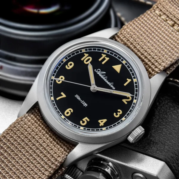 Addiesdive AD2079 Retro Pilot Field VH31 Black Dial Khaki Nato Watch - Image 5