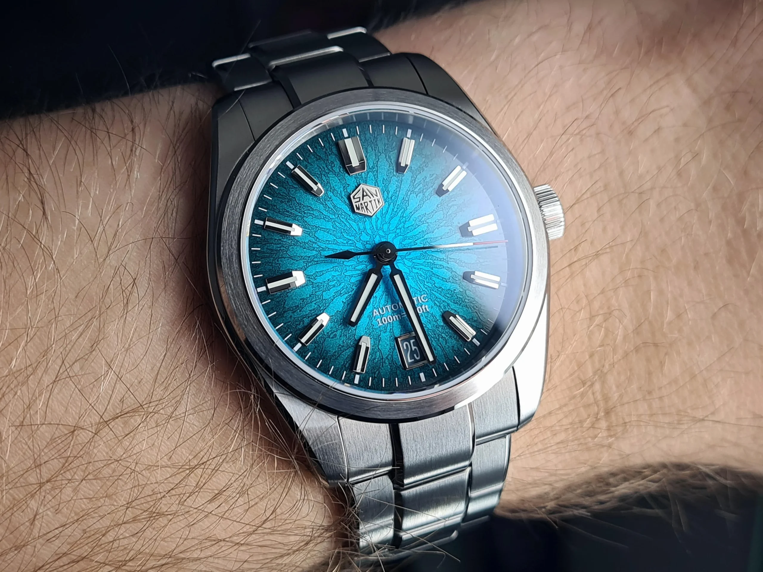 0002 San Martin SN0144-GX 39mm Miyota 9015 Gradient Blue Dial Watch