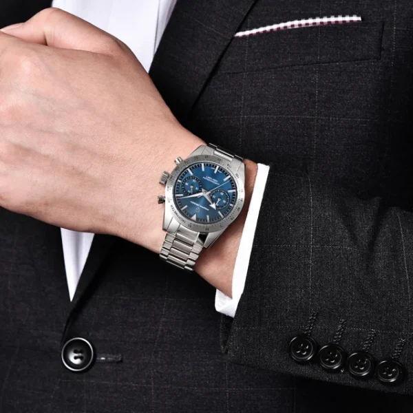 Pagani Design PD 1766 Seiko VK-64 Chronograph Navy Blue dial Watch - Image 5