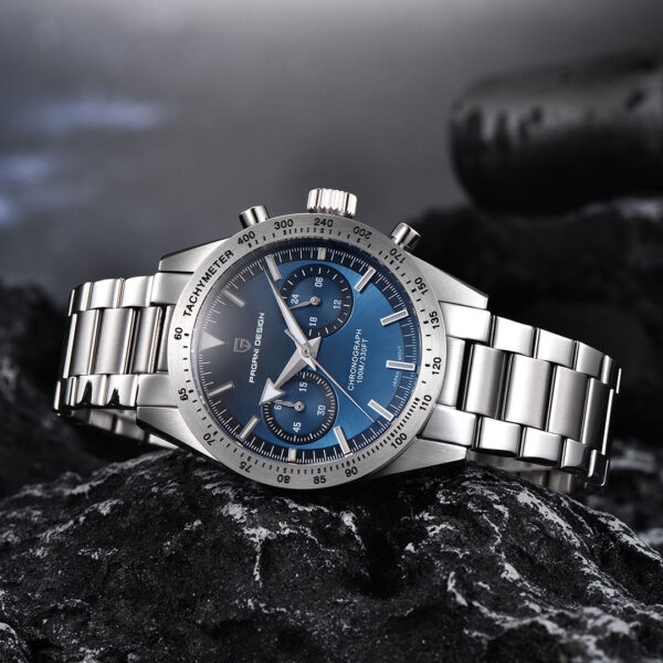 Pagani Design PD 1766 Seiko VK-64 Chronograph Navy Blue dial Watch - Image 2