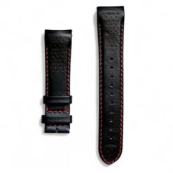 Ferrari Curved End Leather Strap With Red Stitching 22mm