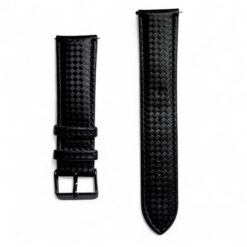 0007 Black Carbon Fiber Embossed Leather Strap 22mm
