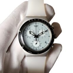 Swatch White Dial Translucent Band Men's Chronograph Watch