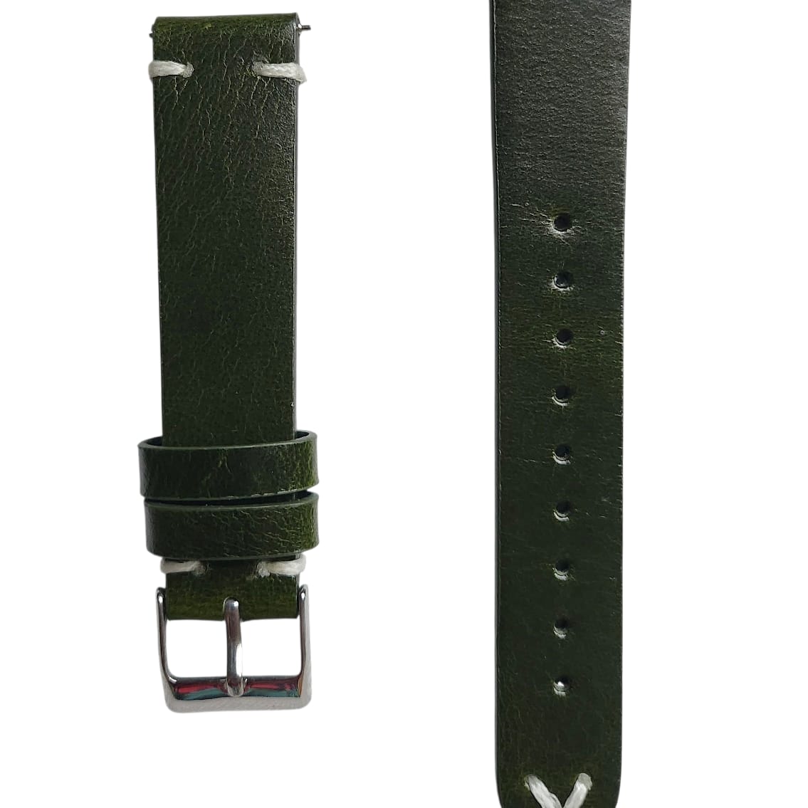 0051 Premium Vegetable Tan Emerald Green Leather Strap 18mm - Image 2