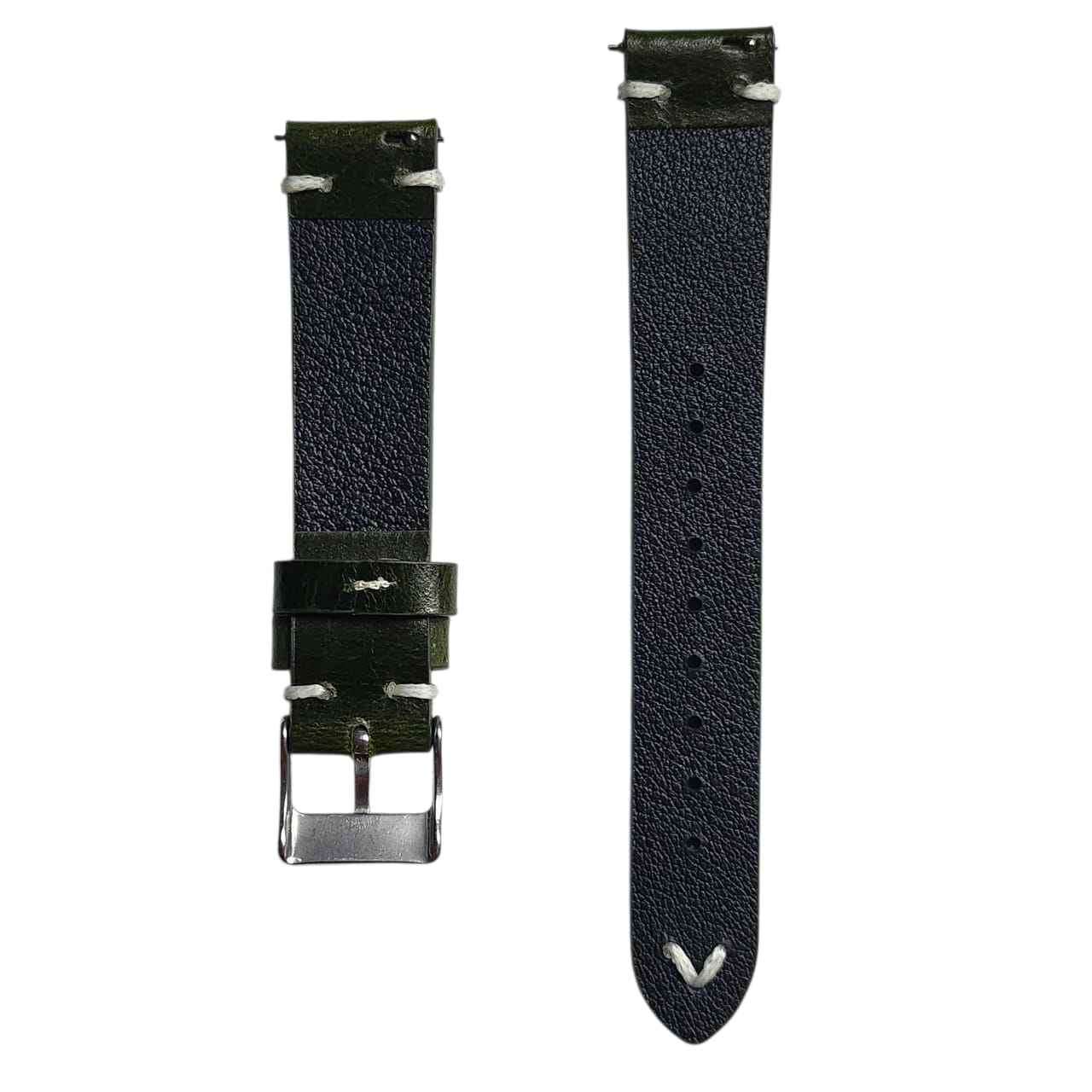 0051 Premium Vegetable Tan Emerald Green Leather Strap 18mm - Image 3