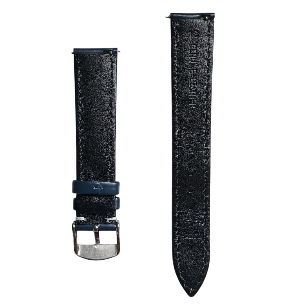 0052 Premium Navy Blue Leather Strap 18mm - Image 3