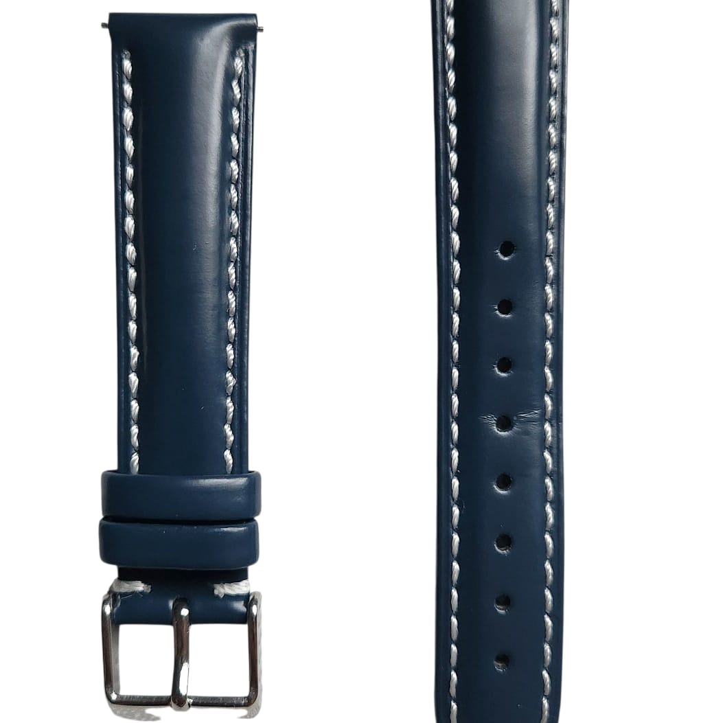 0052 Premium Navy Blue Leather Strap 18mm - Image 2