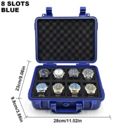 002 Premium 8-Slots ABS Watch Storage Case Blue
