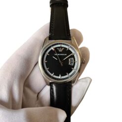 002 Emporio Armani Sportivo Black Leather Black Dial Watch AR6014